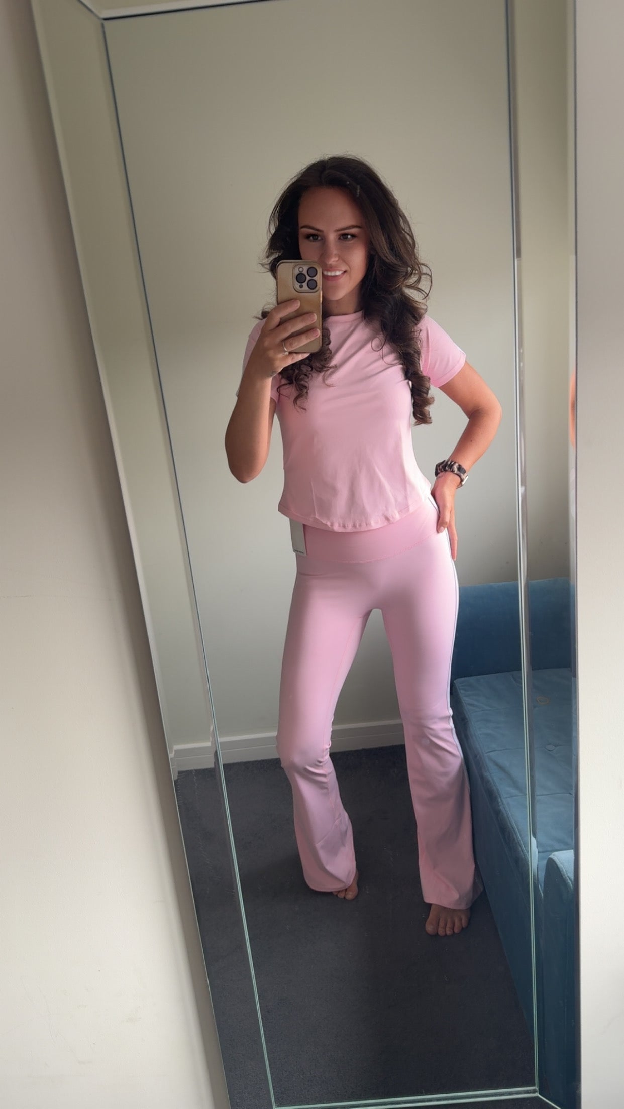 Short Sleeve Flare Gym Set