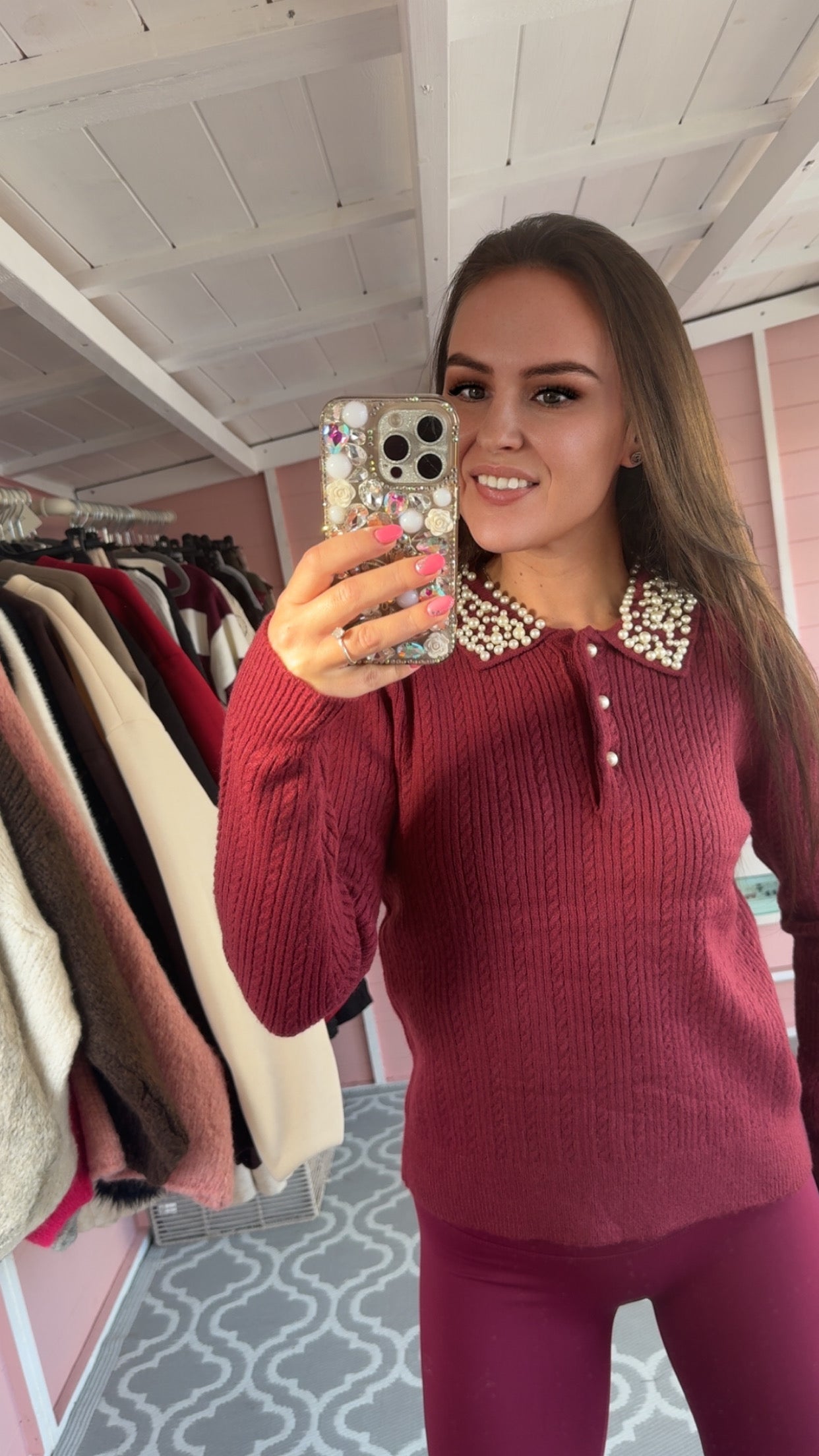 The ‘Ashley’ Pearl & Cable Knit Jumper