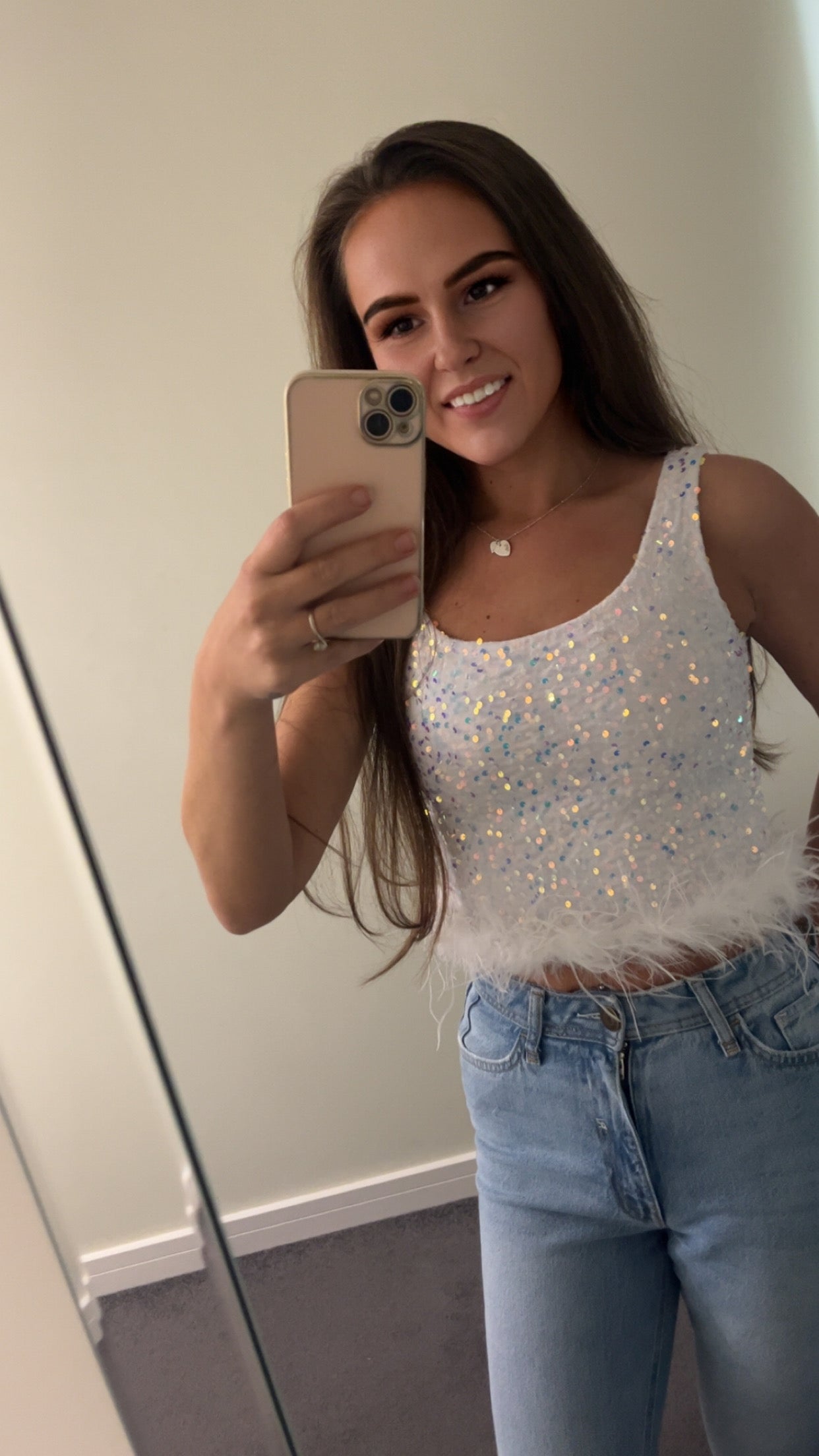 Feather & Sequin Top