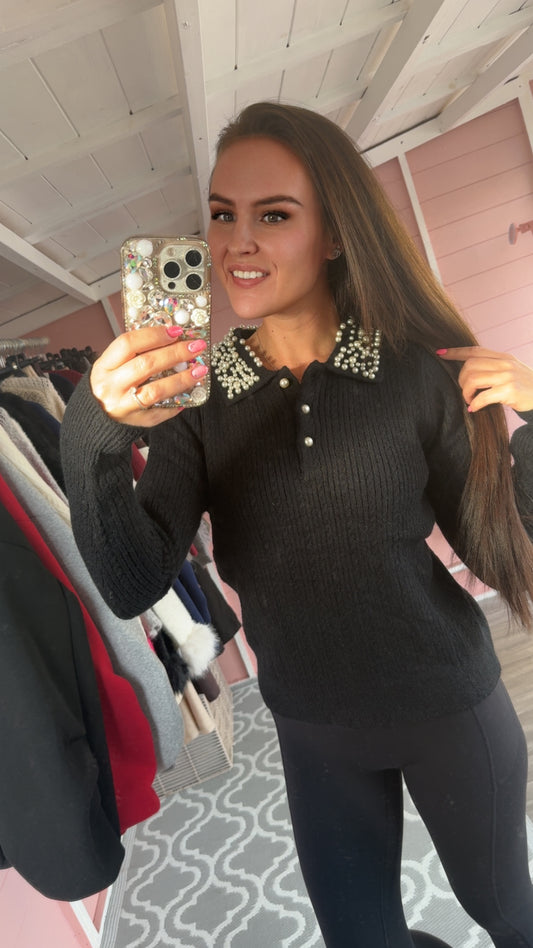 The ‘Ashley’ Pearl & Cable Knit Jumper