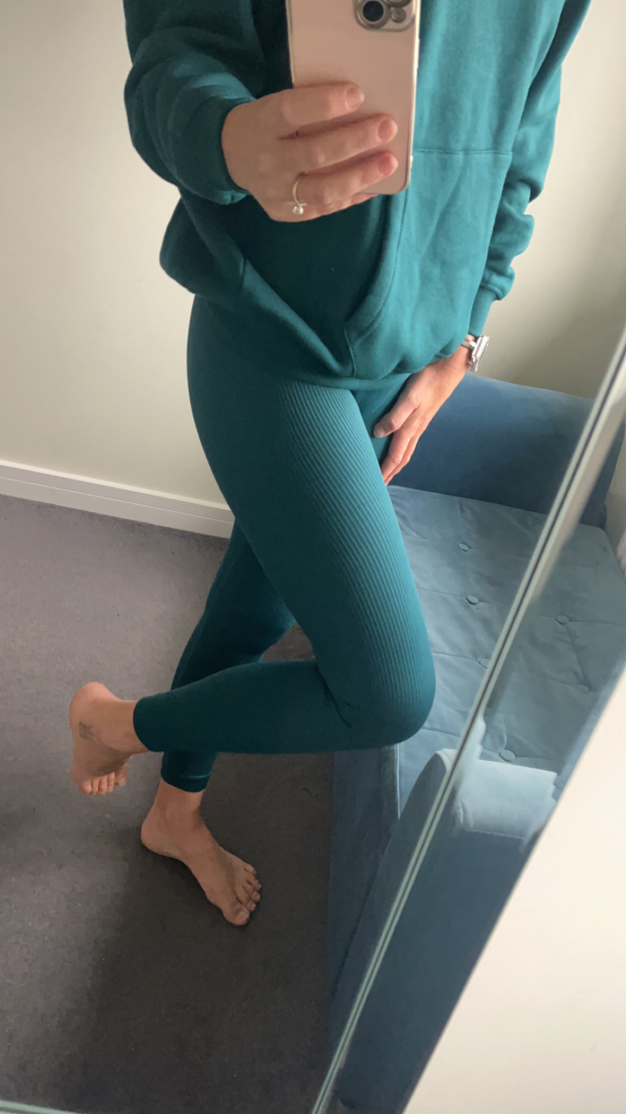 Teal Ribbed Leggings