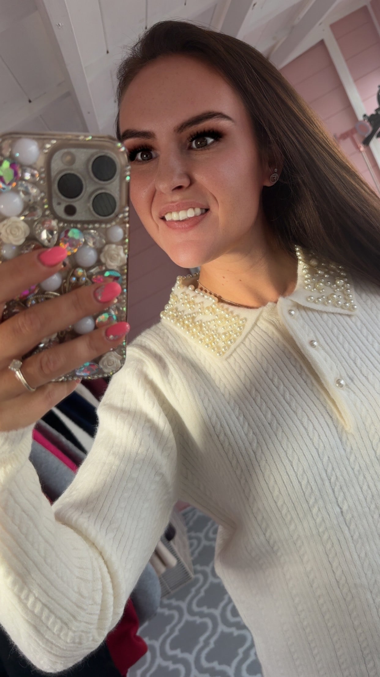 The ‘Ashley’ Pearl & Cable Knit Jumper