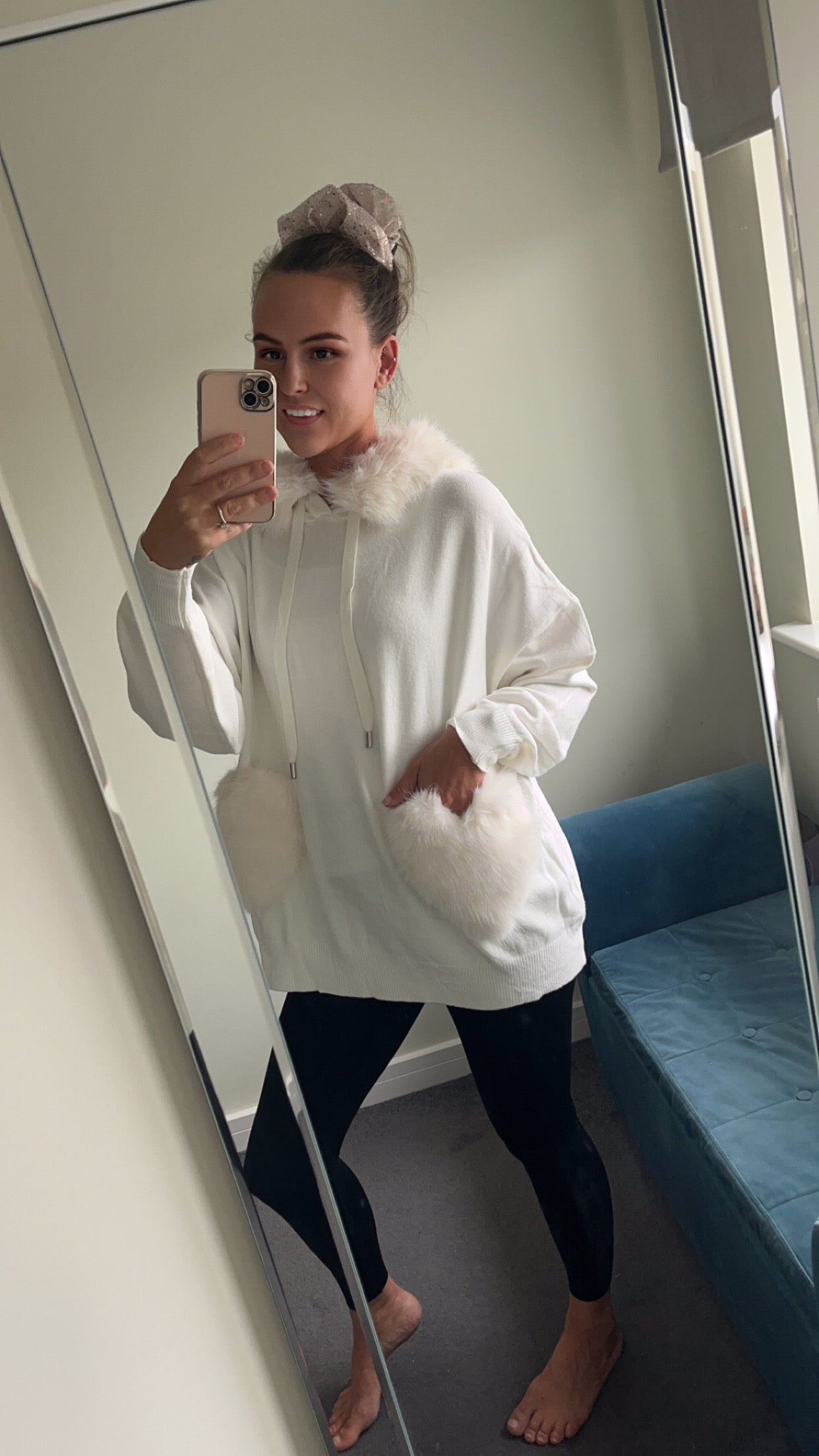 Faux Fur Heart Pocket Jumper