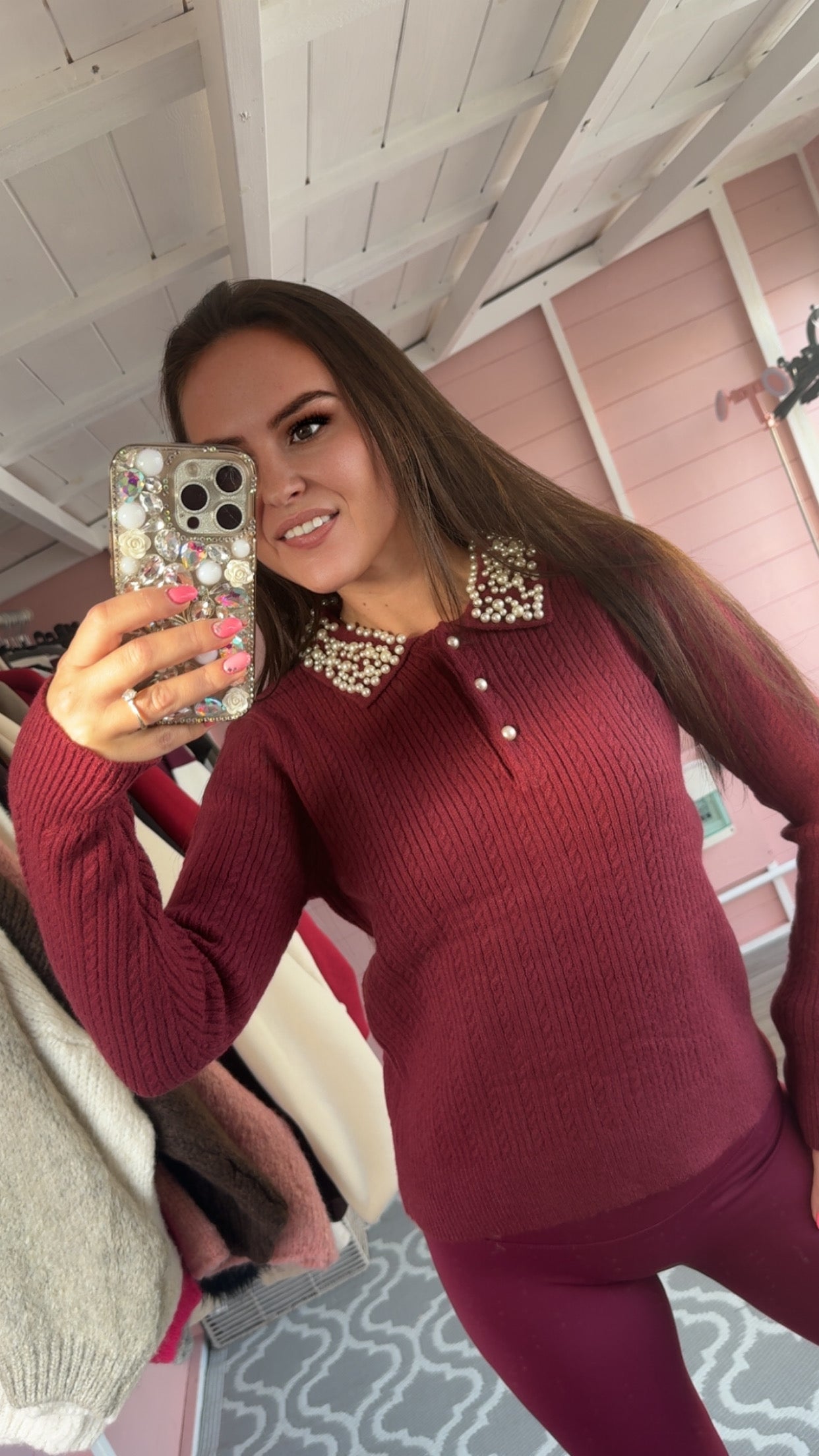 The ‘Ashley’ Pearl & Cable Knit Jumper