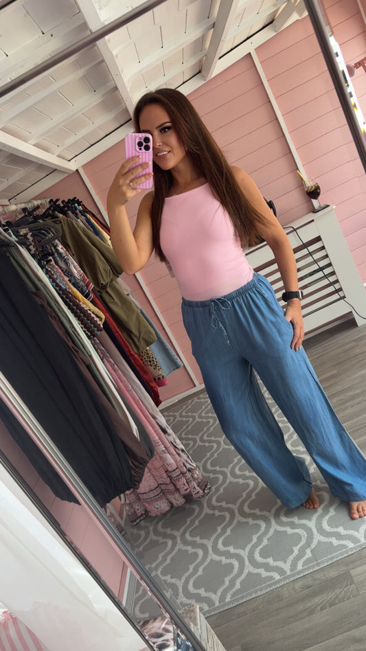 The ‘Grace’ Denim Style Wide Leg Trousers