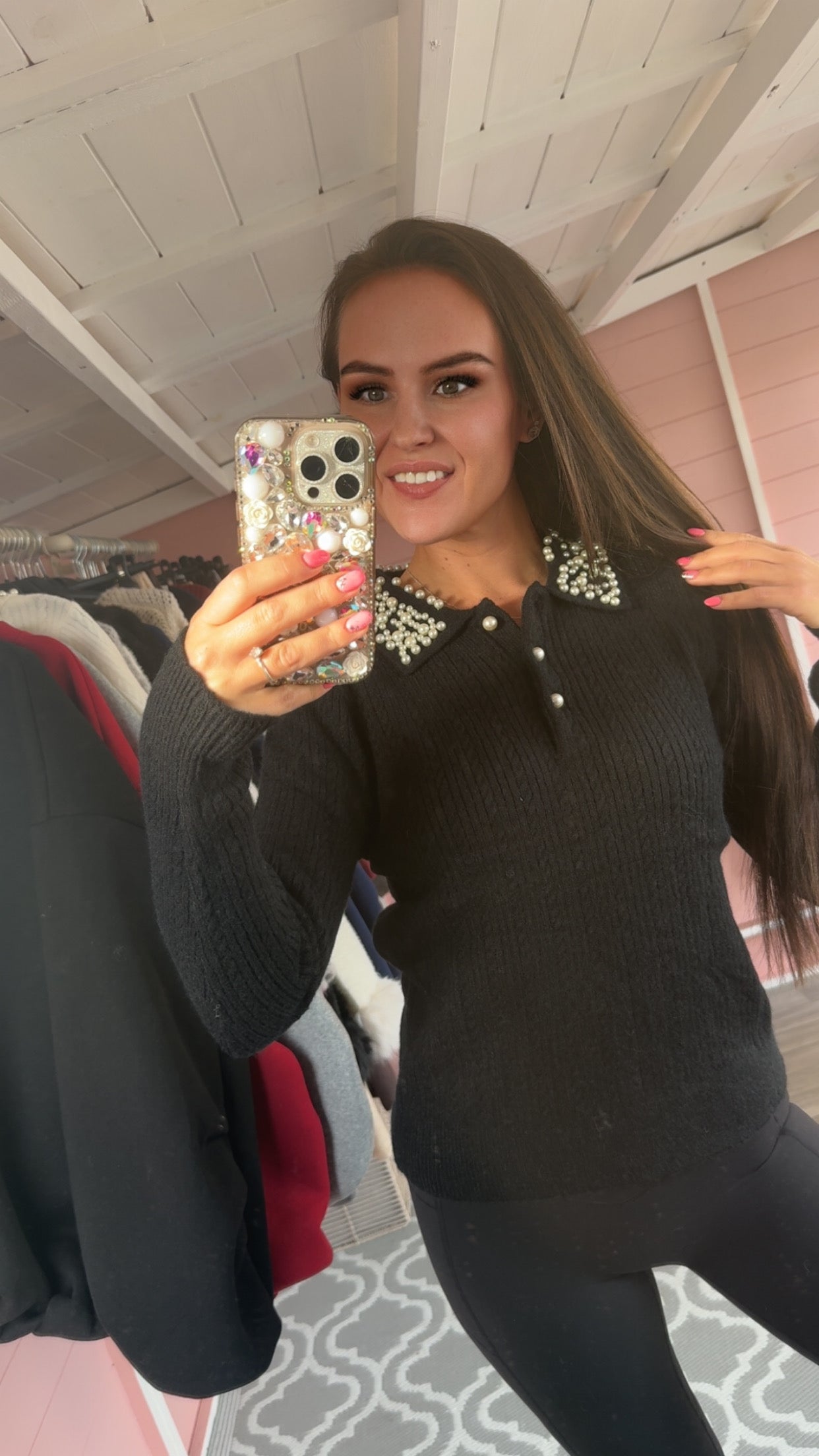 The ‘Ashley’ Pearl & Cable Knit Jumper