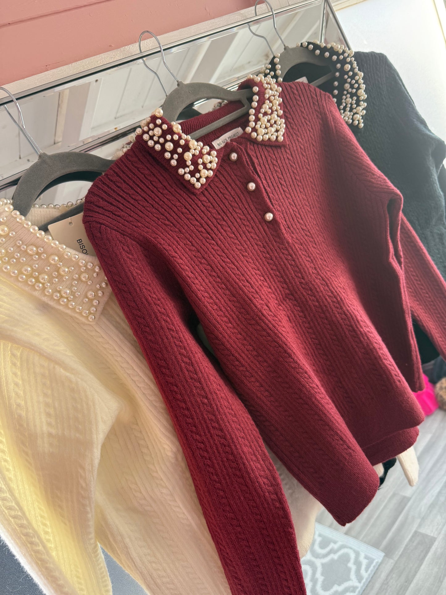 The ‘Ashley’ Pearl & Cable Knit Jumper